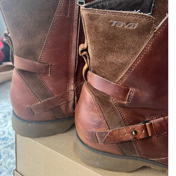 Teva Women's De La Vina Mid Waterproof Leather Zip Boots Size 11 Brown - Picture 9 of 14